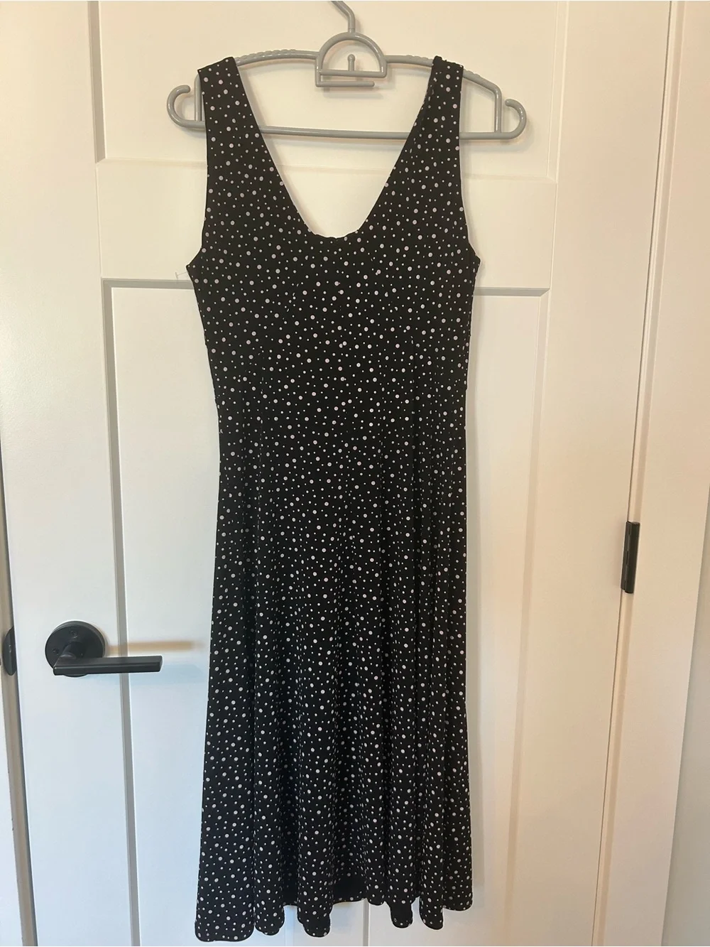 Frank Lyman Design Vintage Black Polka Dot Stretch Midi Dress Sz 4 - Picture 3 of 6